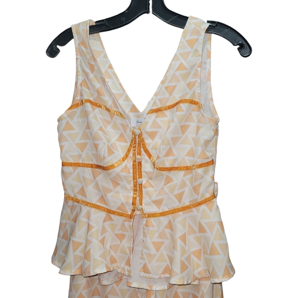 EUC Amy Lynn Asymmetrical Geometric Tank and Skirt Set in Yellow, Cream & Orange - Picture 6 of 11